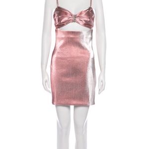 AREA Pink Cut Out Dress with Crystals